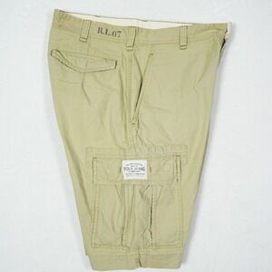 Polo Jeans Co Ralph Lauren Mens Tan Khaki Cargo Shorts RL 67 Size 33 Utility